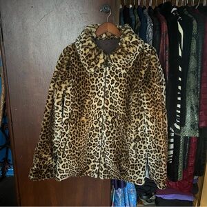 Leopard Print Faux Fur Coat